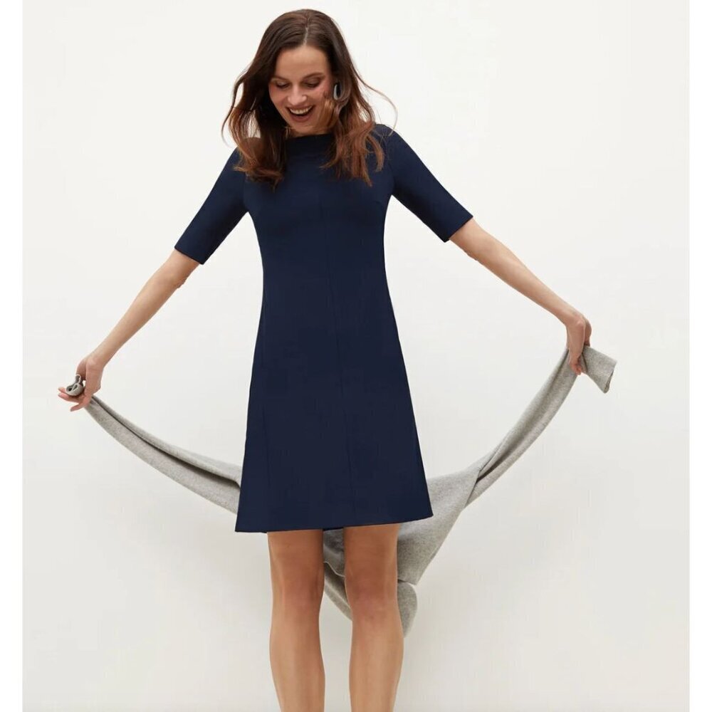 MM Lafleur The Emily Dress WonderTex in Galaxy Blue Size 10 Halfsleeve Mini